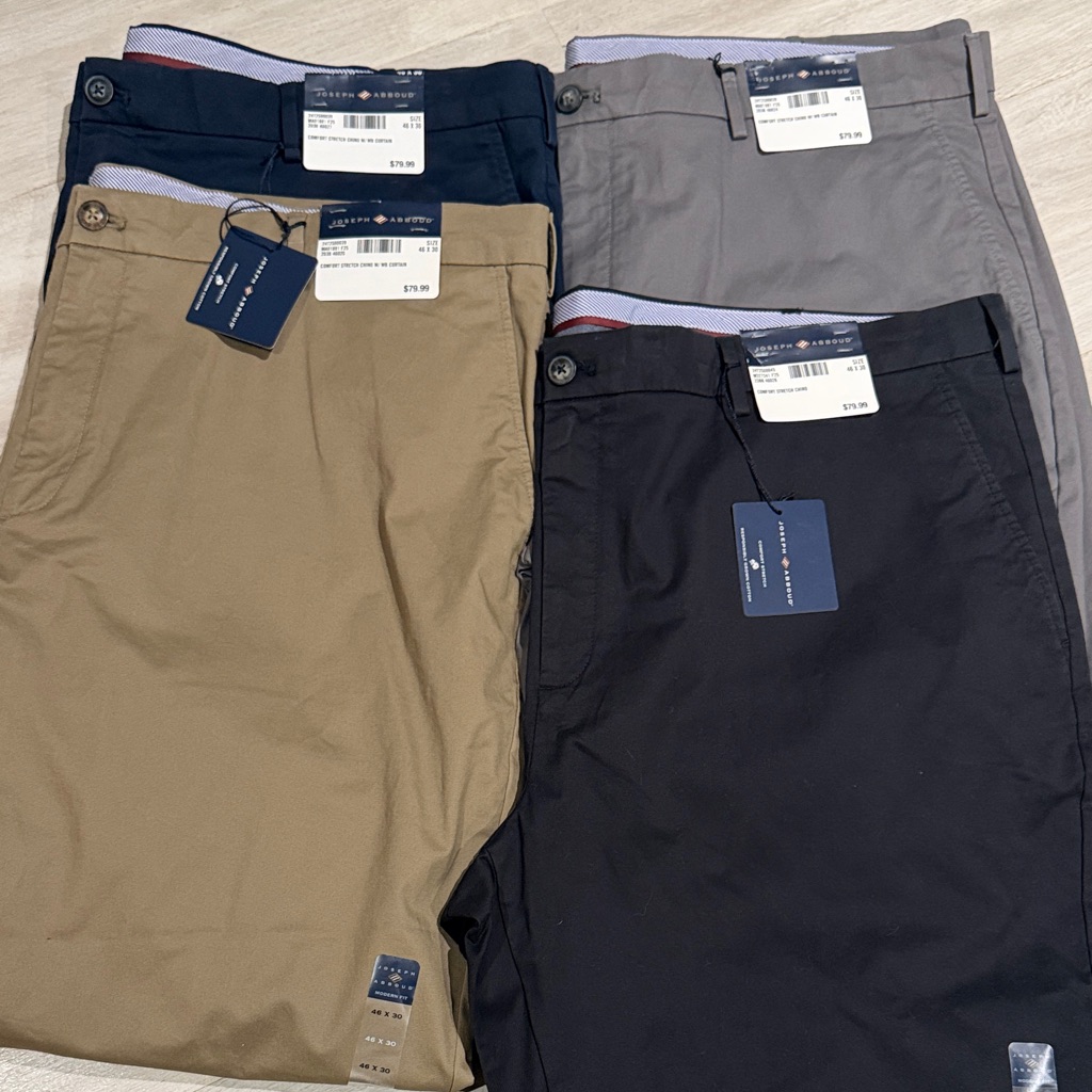 Nwt Joseph Abboud Men's Chino Pants - Navy, Khaki, Gray, Black